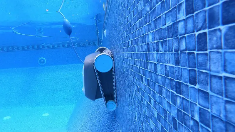The dolphin advantage is one of the best robotic pool cleaners and it climbs walls with tracks rather than wheels
