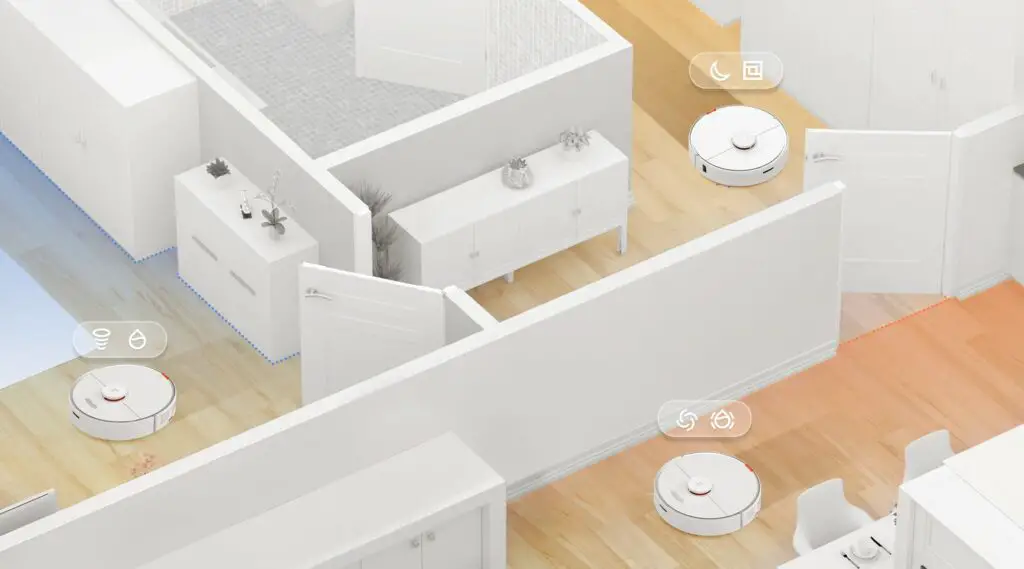 The Roborock S7 showing it has the ability to have custom clean settings on a room by room basis