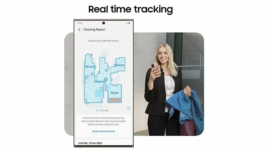 Samsung jet bot ai+, samsung jet bot+, and samsung jet bot have a real-time tracking facility