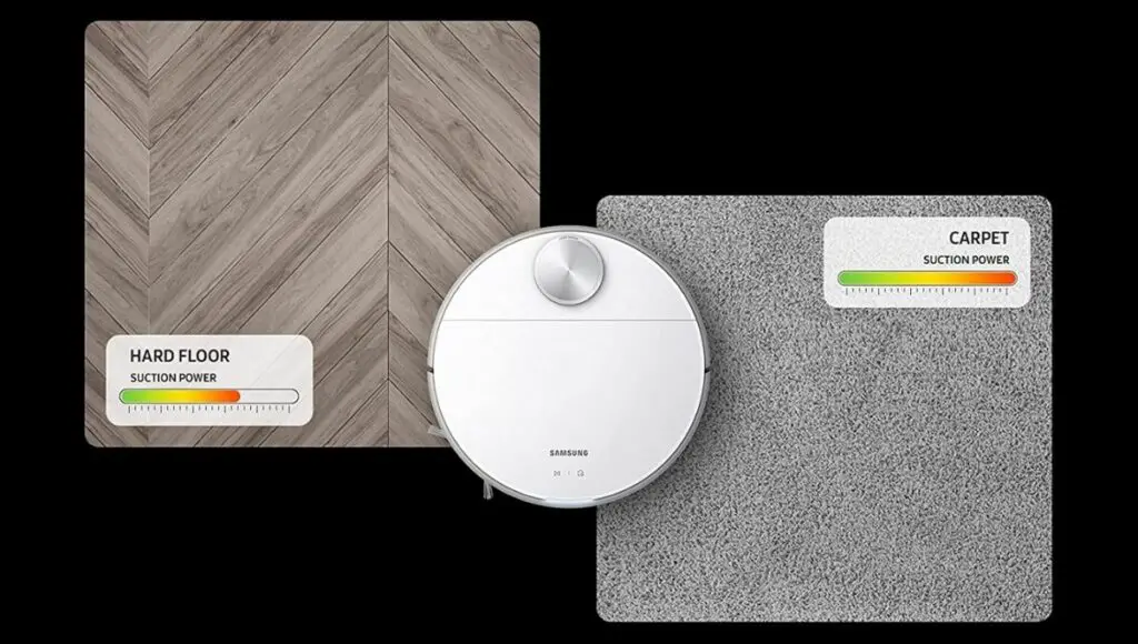 Samsung jet bot+ can both clean hard floors and carpet