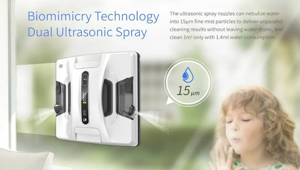 Hobot 2s automatic window cleaners have biomimicry technology dual ultrasonic water spray