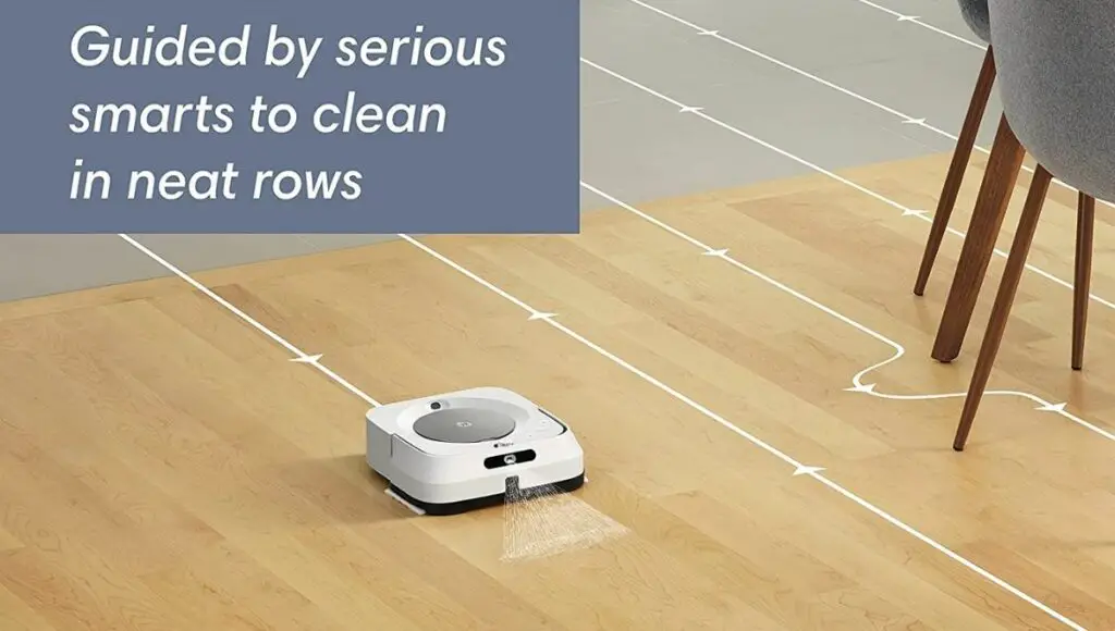 irobot braava jet m6 mopping robot works with neat row pattern technology
