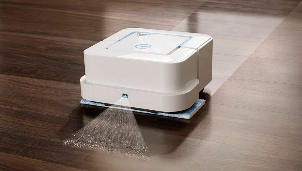 irobot 240 braava robot designed to clean hard floors including hardwood, tile, and stone