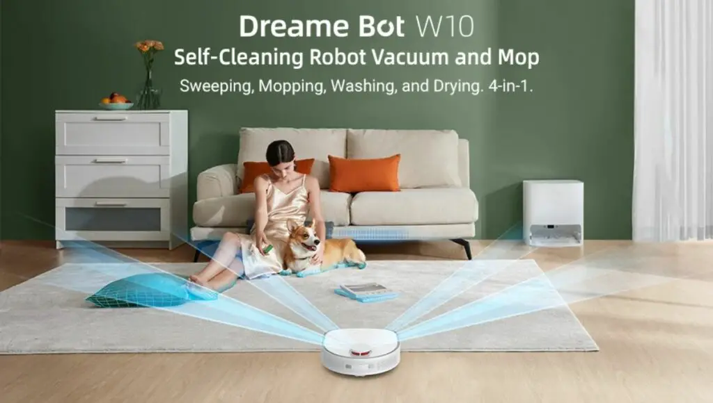 Dreametech w10 4in1 robot has vacuum, sweeping, mopping, washing and drying