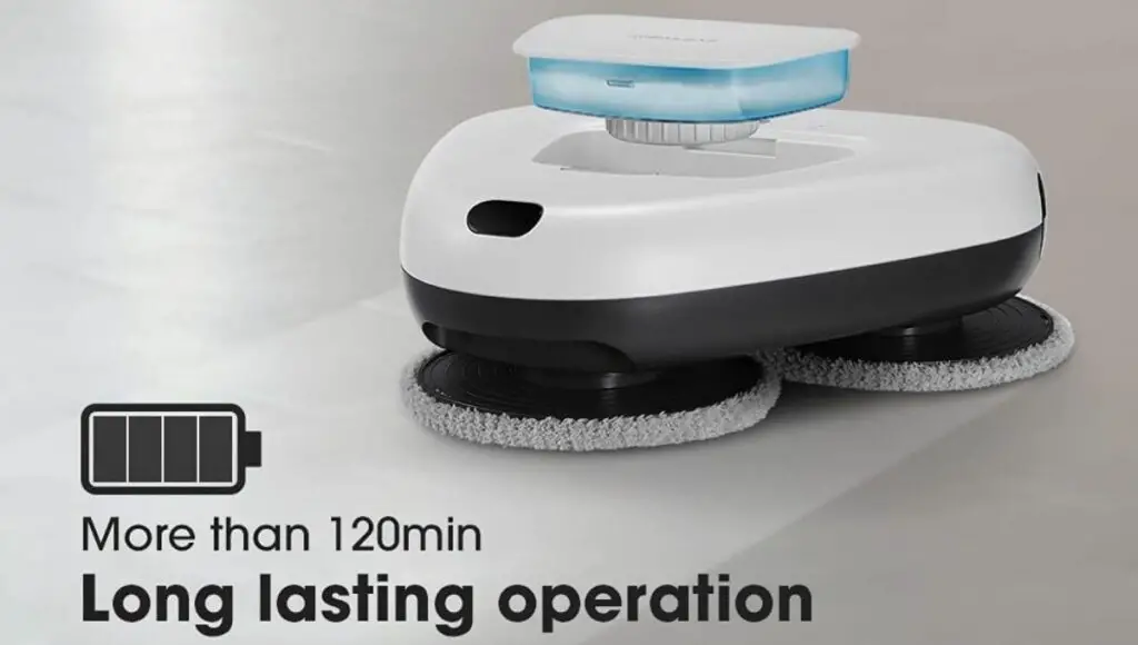 Everybot three spin robot mop has a 300ml large electronic water tank