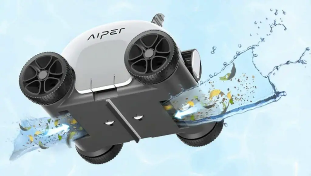 Aiper cordless robotic pool cleaner has two large suction motors with rolling brush