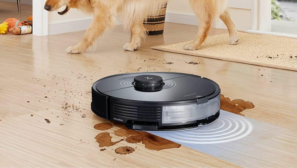 roborock s7 robot vacuum mopping hard floors and cleaning dirt